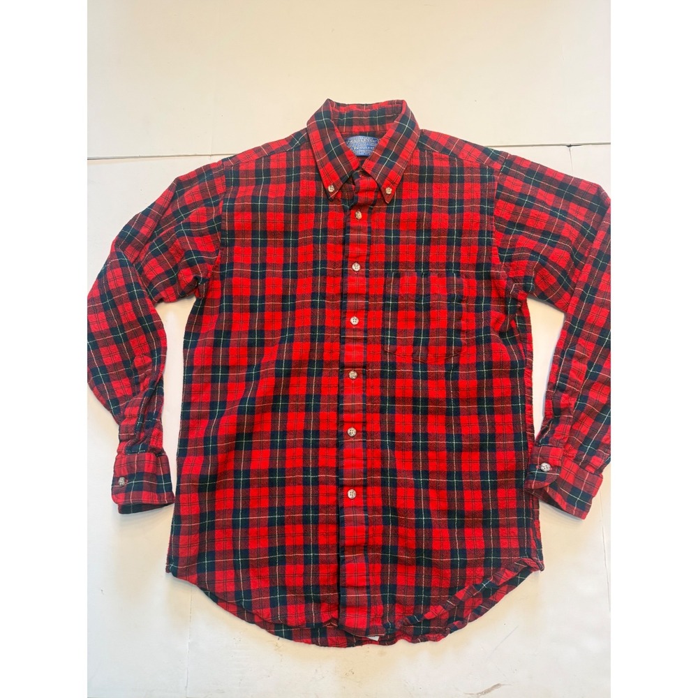 Vintage Sir Pendleton Wool Shirt Red Black Ruthven Tartan Plaid Button Down M